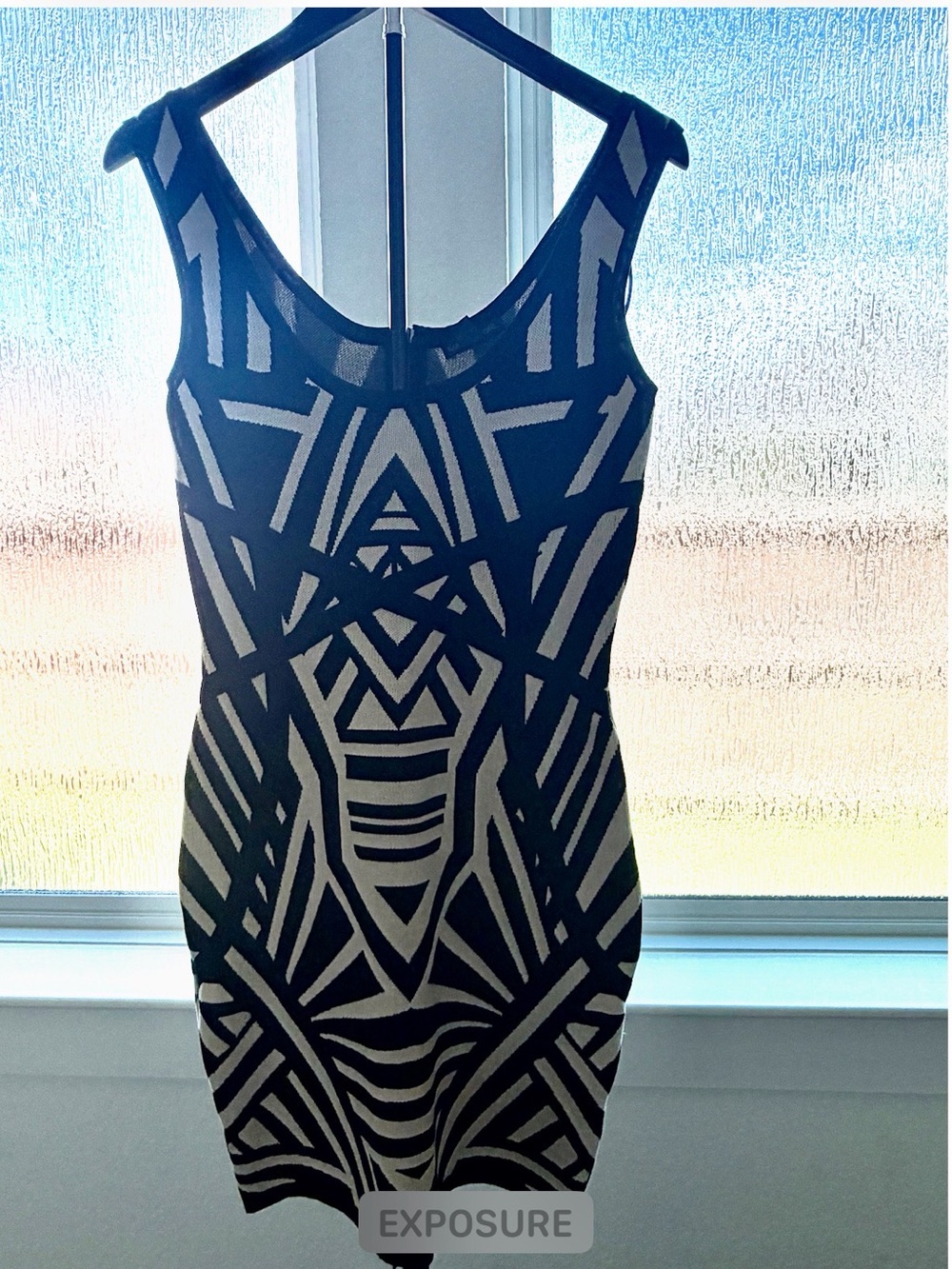 Material Girl Black and Cream Geometric Mini Dress